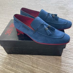 Jeffrey West blue suede loafer